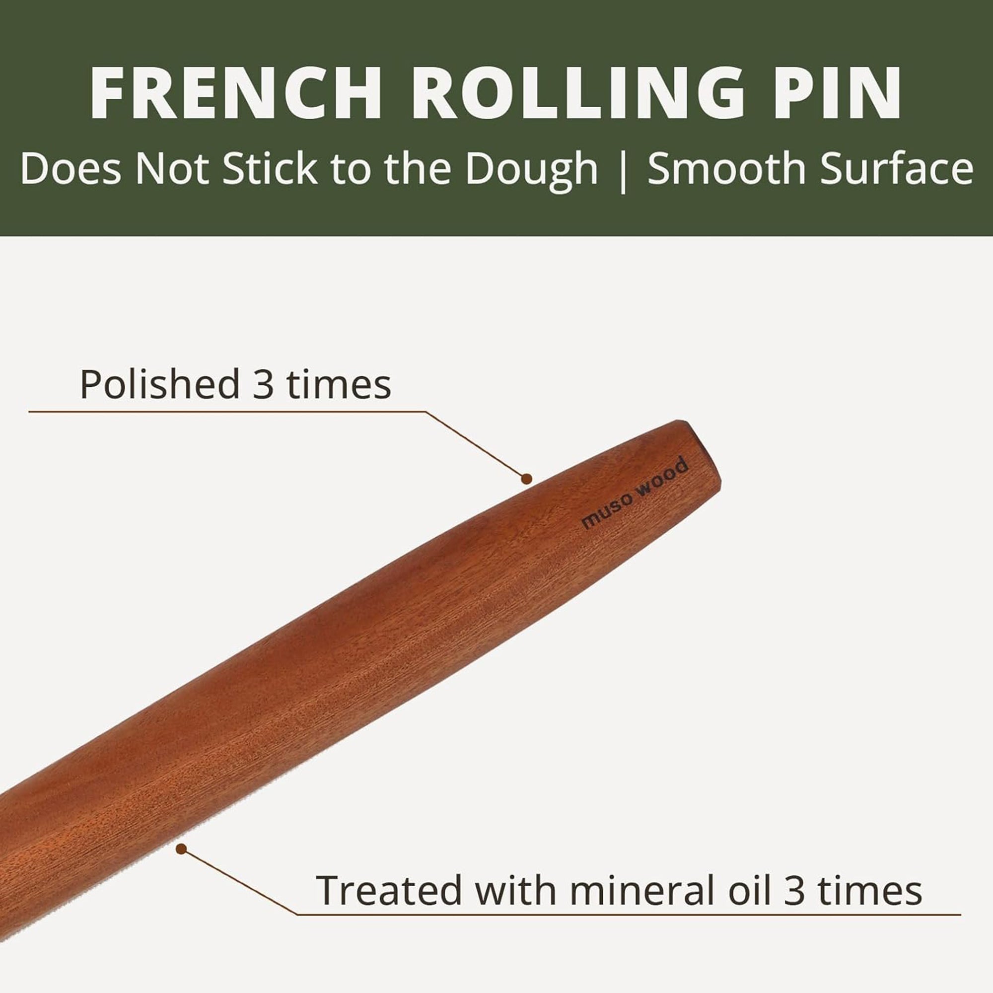 Wooden Rolling Pin 17.5"